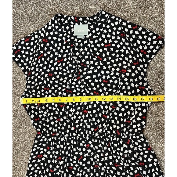 Anthropologie Maeve Odelia Black Floral Mini Dress Size Medium Sunglasses Pocket - Picture 12 of 15